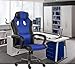 SEATZONE Smile Face Series Leather Gaming Chair, Racing Style Large Bucket Seat Computer Desk Chair, Executive Office Swivel Chair with Headrest, Blue