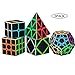 Speed Cube Set, Magic Cube Bundle of 2x2x2 3x3x3 Megaminx Skewb Pyramid Carbon Fiber Sticker Smooth Smart Cube Puzzle Toy