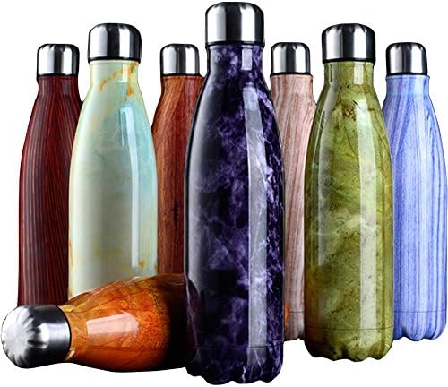 IRONLAND Vacuum Flask Bottle Sports Water Bottle Marble lines Keep Cold and Hot BPA Free, 500ml