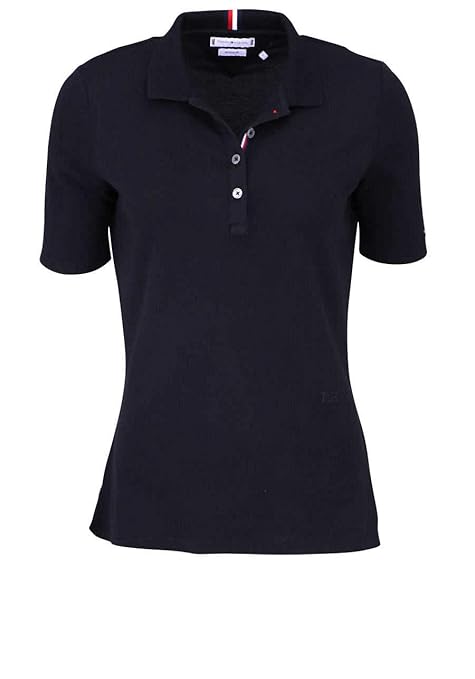 Tommy Hilfiger Kurzarm Poloshirt Polokragen geknöpft schwarz