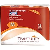 Tranquility Premium ATN Disposable Briefs with Tabs, Overnight Protection Superabsorbent Core for Leak-Free and Full-Fit Comfort, Medium 96ct Case
