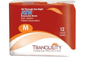 Tranquility Premium ATN Disposable Briefs with Tabs, Overnight Protection Superabsorbent Core for Leak-Free and Full-Fit Comfort, Medium 96ct Case