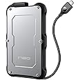 ineo 2.5 inch USB 3.1 Gen2 Type C Rugged Waterproof & Shockproof External Hard Drive Enclosure for 9.5mm & 7mm SATA HDD SSD [