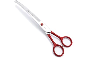 LovinPet Pet 7" Curved Scissor Right/Left-Handed Pet Round-Tip Grooming Stainless 6CR Steel Safety trimming shears for Dogs and Cats (Easy use Curved Scissor)