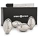 Stainless Steel Whiskey Stones | 4 Piece Whisky Chilling Stones for Liquor, Scotch, and Spirits | 4 Drink Cubes with Tongs, Drawstring Case and Luxurious Box | Reusable Beverage Cooling Rocks