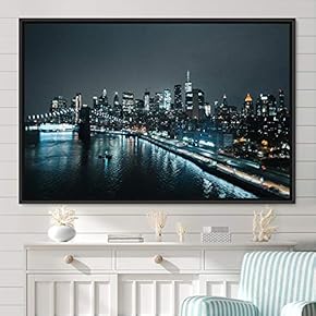signwin Framed Canvas Wall Art City Illuminations Aerial...