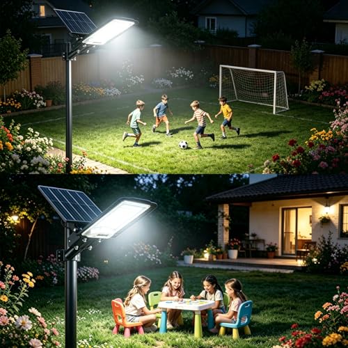 FASENZA Lámpara Solar Exterior: 3000LM, 6500K, Batería 6000mAh, Carga 6h para 12h Iluminación, 3 Modos de Sensor Radar, IP65, Garaje, Almacén, Granero, Jardín, Patio y Terraza, 2 Años de Garantía