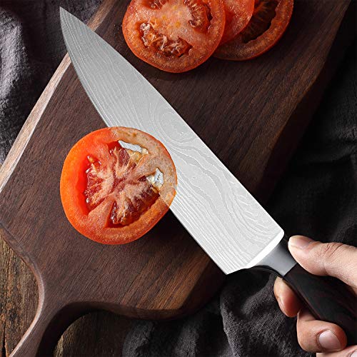 Sharp Kitchen Chefs Knife 8 Inch with Wood Handle for Cooking, Chopping and Professional Chef Use