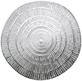 Wintop 15" Round Vinyl Placemat Hollow Out Design, Set of 6, Stripe Functional Mat for Dining Table Durable Non-Slip，Silver
