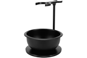 PerPro Mysterious Black Shaving Stand and Bowl,Safety Razor&Shave Brush Holder, Men's Grooming Kit,Gift for Husband Boyfriend Father's Day