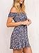BerryGo Women's Vintage Off Shoulder High Waist Floral Print Beach Mini Dress Blue