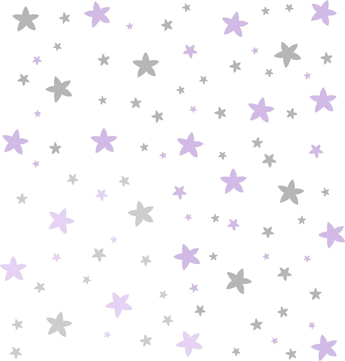 Easu Star Wall Decals(165pcs) Star Decals Nursery Wall Decals Star Wall Stickers & Removable Wall Decals Baby Nursery Decor (Silver and Purple)