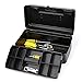Jssmst Multi-Purpose Durable Steel Tool Box Black Medium, Removable DIY Plastic Tray Included, 14 x 6.7 x 6.1'', R-151355