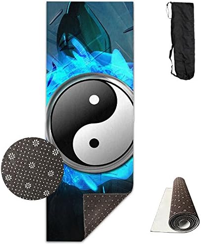 Non Slip Yoga Mat Yin Yang Ball Premium Printed 24 X 71 Inches Great For Exercise Pilates Gymnastics Carrying Strap