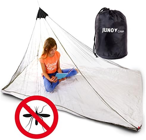 JunoCamp Single Mosquito Net for Camping & Travel, Army Green