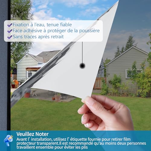 Niviy Mirror Film for Windows, 59.4 x 200 cm, Anti-Heat, Sun Protection and Privacy Anti-UV for Home / Office Windows