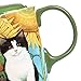 CEDAR HOME Travel Coffee Ceramic Mug Porcelain Latte Tea Cup With Lid 17oz. Sunflower and Pet Cat