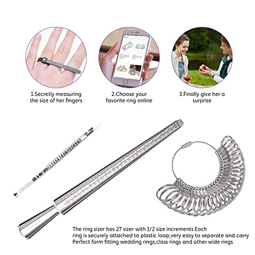 Meowoo Ring Sizer Measuring Tool Set, Ring Gauges with Finger Sizer