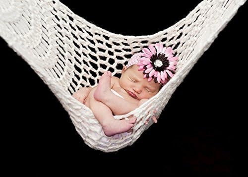 Baby Newborn Photography Props Hammock Handmade Crochet Knitted Unisex Baby Outfit Photo Prop Baby Photography(Stick not Included) (White)