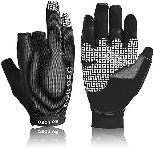 Fishing Gloves Outdoor Waterproof Non-slip Gloves with 3-Cut Fingers,Cut &amp; Puncture Resistant for Hands,Silicone Chip Anti-Skid and Adjustable Velcro