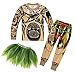 AmzBarley Ocean Adventure Costume for Boys Halloween Cosplay Role Play Kids Long Sleeve Loose Fit 2-Pieces Outfit Set with Leaf Skirt Size 6 5-6Years