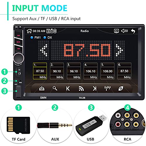 Car Stereo Stereo Double Din Radio with Carplay, 7 Inch Touchscreen Car
