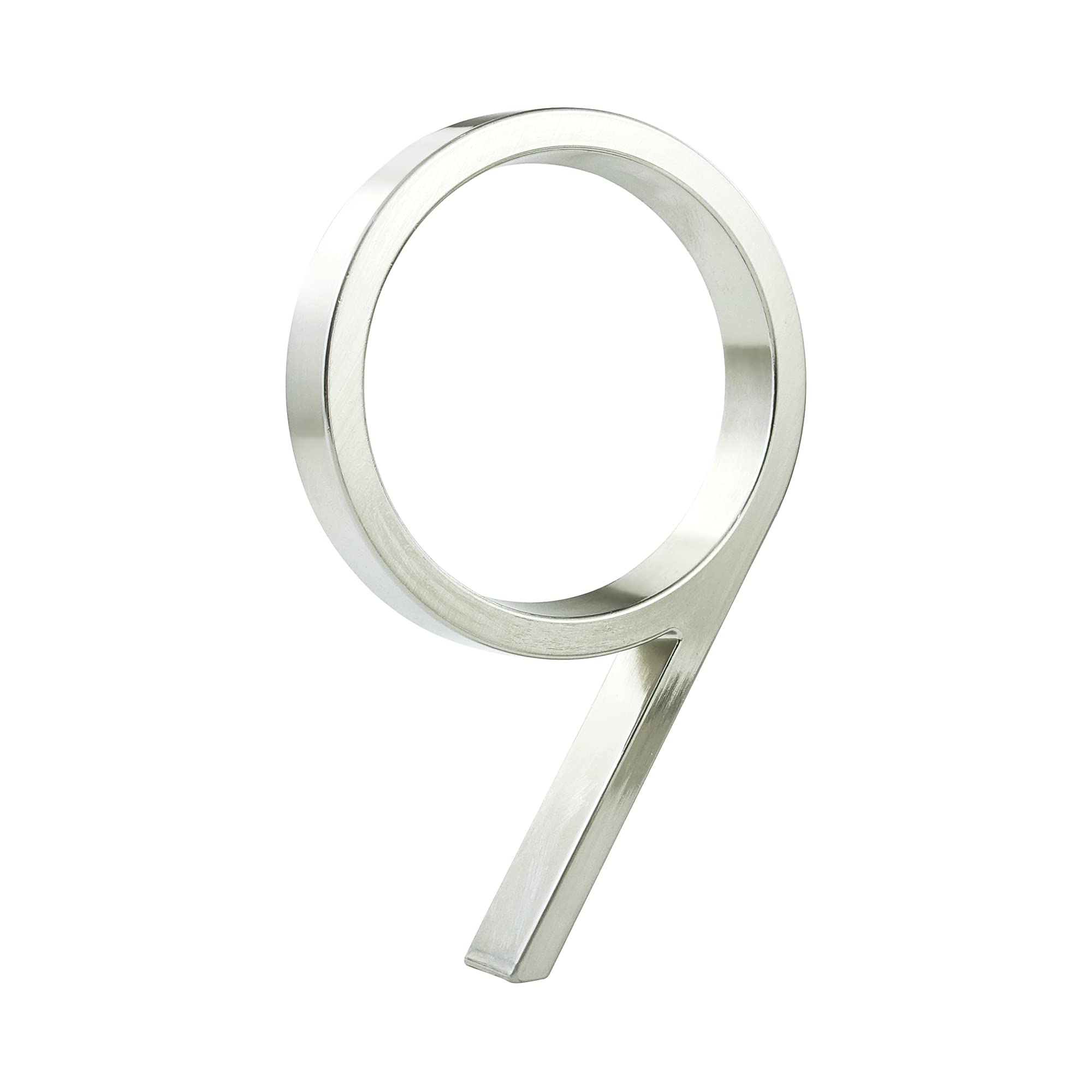 HASWARE Floating House Number Sign: 5 inch Modern Door Signage - Striking for Street Home Address Numerals (9, Silver)