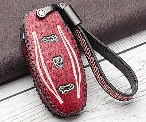 Yuwaton Car Remote Key Cover Key Case Key Chain For Tesla Accessories Part Model S Key Cover Model X Key Case Key Fob For Model S Red