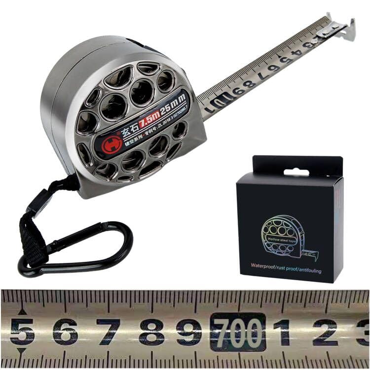 7.5m/25ft Measuring Tape Stainless Steel,Retractable Hollow Tape Measure,Nickel Plated Thickening and Hardening Anti-cutting Tape Measure,Industrial Grade Waterproof Rust and Corrosion Resistant Steel