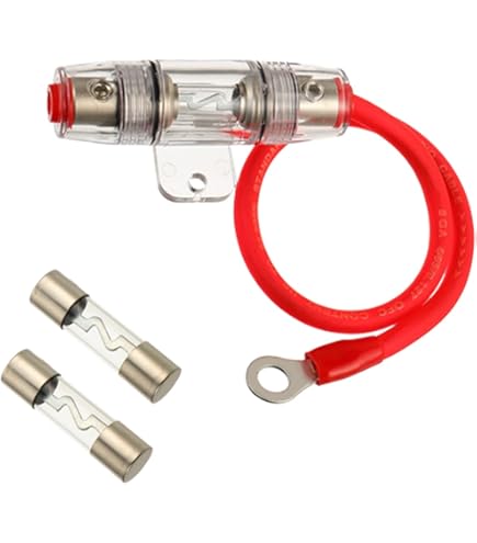 Porte-Fusibles AGU Lot De 2 - 60A Et 80A - Pour Câble Audio 4/6/8 - Voiture, Bateau - Cuivre + ABS - 8