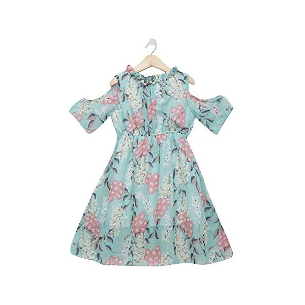 Hopscotch-Girls-Polyester-Cold-Shoulder-Floral-Printed-Casual-Dresses-in-Green-Color