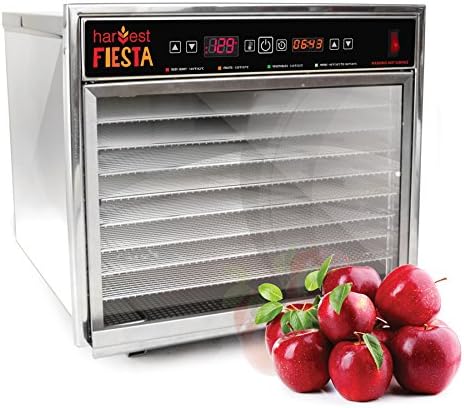 Harvest Fiesta - Eight Tray Digital Stainless Steel Food Dehydrator, USA Made, NSF Certified, Stainless Steel Shelves (Stainless Steel Shelves)