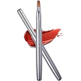 Rownyeon Travel Retractable Lip Brush Applicators Flat for Lipstick Gloss Creams Portable with Cap, Professional Makeup Brush for Women Girls As Christmas Gift and Halloween Makeup Tools Silver