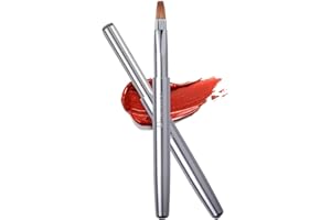 CAMDEEZ Rownyeon Travel Retractable Lip Brush Applicators Flat for Lipstick Gloss Creams Portable with Cap, Professional Makeup Brush for Women Girls As Christmas Gift and Halloween Makeup Tools Silver