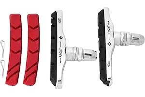 Mountain Bike V Brake Pads Durable Bicycle Brake Pads for Wet Weather Cycling Aluminum Alloy Rubber Black Red 7.5x4.5x1.5cm 2