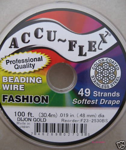 Accuflex Gold Beading Wire .019 Inch 49 Strand 100 Feet