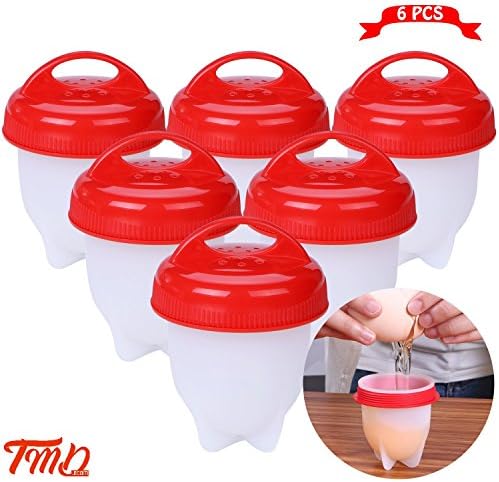 TMD Egglette Cooker, Egglets Hardboiled Eggs, Hardboiled Eggs Without The Shell Cups, Non-Stick Silicone Bite Molds, BPA Free, (6 Pack)