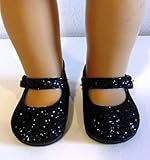 Black Doll Shoes for American Girl and 18 Inch Dolls Glitter Sparkle Shoes