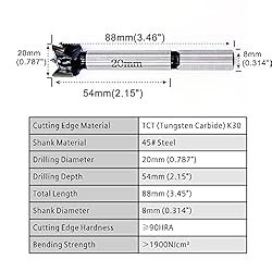 Forstner Drill Bits 20mm (25/32 inch) Tungsten