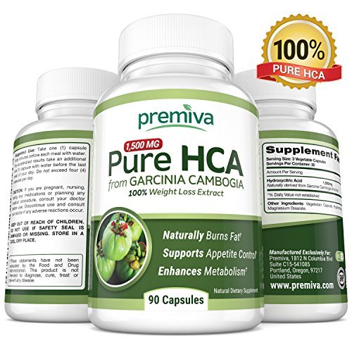Garcinia Cambogia Pure 100% HCA - Ultra Potency - 100% Weight Loss Extract - Appetite Suppressant - Effective Weight Loss For Women And Men - 1500mg - 90 Capsules -100% Guarantee