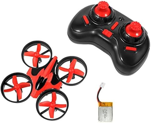 Hatunan Mini Quadcopter Top Selling Drone with Headless Mode RTF Helicopter UFO Drone with GYRO 2.4G 4CH 6 Axis AR Flying RC Copter with LED Lights, Remote Control and Wind Propeller - Red - Kids Toys