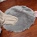 SMYTShop Deluxe Soft Faux Sheepskin Chair Cover Seat Pad Plain Shaggy Area Rugs for Bedroom Sofa Floor 11.8 inch by 11.8 inch (Gray)