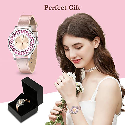 Christmas Gifts for Women, Essential Oil Bracelets Women Watch, Leather Band Aromathery Diffuser Bracelet Women Wrist Watch with 8pcs Washable Pads Gifts for Mom