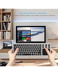 Teclado inalámbrico Arteck 2.4G Teclado de TV inalámbrico táctil con fácil control de medios y ratón táctil integrado Teclado sólido de acero inoxidable ultra compacto de tamaño completo para ordenador conectado a TV, Smart TV, HTPC