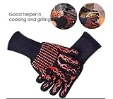Grill Gloves [Heat & Cooking Gloves] 932&deg;F Extreme High Heat Resistant Grill Gloves Oven Baking Barbecue Grilling Gloves Extra Large Long Cuff EN407 Certified Gloves Aramid & Silicone Gloves