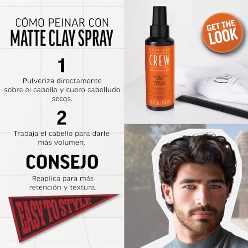 Matte Clay Spray, Spray Fijador Pelo que Absorbe el Aceite, Texturizador con Fijación Media-Fuerte, Para Cabello Graso, 150ml