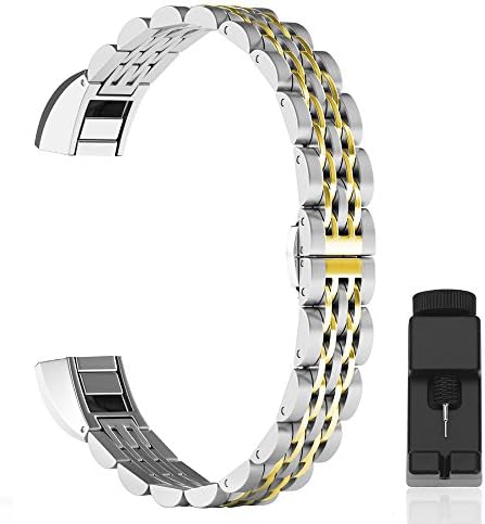 For Fitbit Alta HR and Alta Band With Metal Clasp, Premium Solid Stainless Steel Metal Strap Replacement Metal Wrist Watch Band for Fitbit Alta/Fitbit Alta HR 2017/Alta HR Smart Fitness Tracker