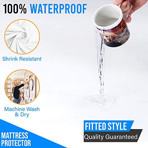 Guardmax Waterproof Mattress Protector - Hypoallergenic Fitted Cover, Noiseless and Breathable - Queen Size (60x80) - Skirt Stretches to 18! - Thumbnail 3