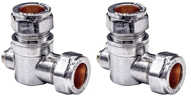 UKDD® 15mm Angle Isolation Ball o fix Valves Elbow Suitable HOT & Cold WRAS Approved (Pair)