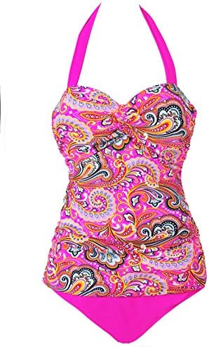 Monokinis Swimwear Viva Rose®Halter Push Up Solid One-Piece Triangle Swimsuits(FBA) (M(US 2-4), Floral-2)